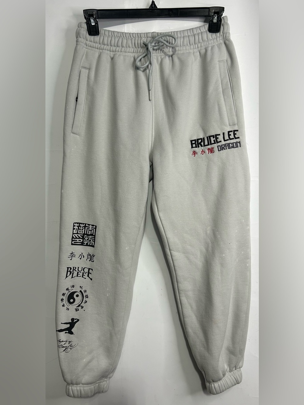 Bruce Lee Shoe Palace Mens Medium Grey Dragon Fleece Joggers Streetwear
